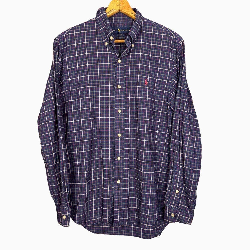 Ralph Lauren Slim Fit Plaid Button Down Shirt - Size M